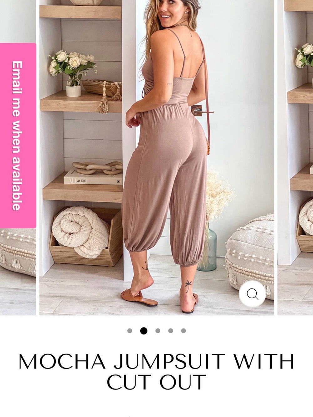 Mocha Ruched Cut-Out Spaghetti Strap Jumpsuit
